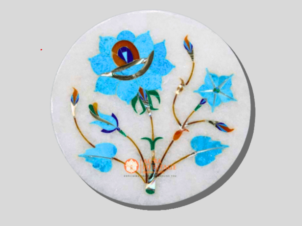 Multi Color Stone Floral Marble Coaster Set